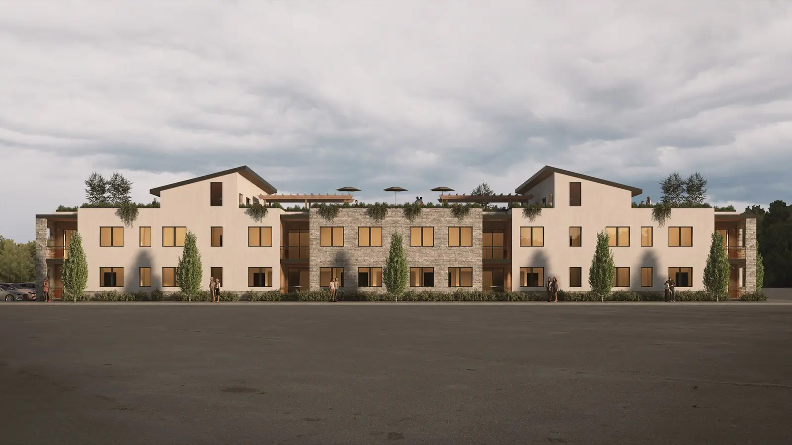 Rendering of modular apartments in Bandon